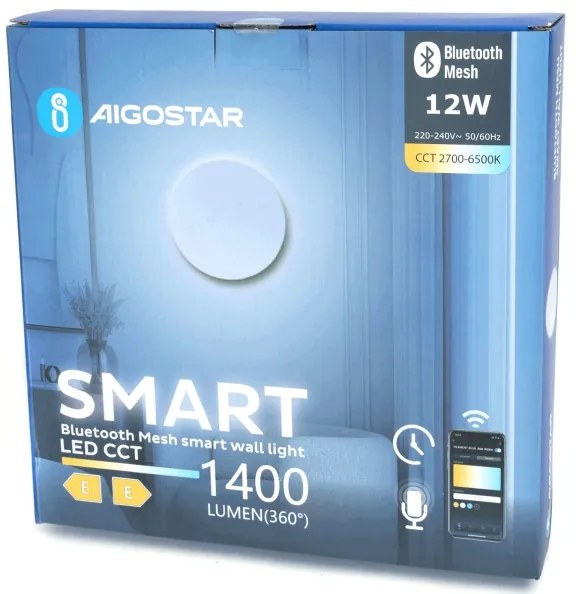Aigostar MESH Smart LED falikar, 12W, 230V, állítható fényerő, fehér