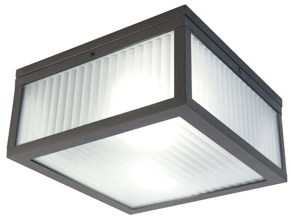 Okos kültéri mennyezeti lámpa fekete bordázott üveggel, WiFi A60-nal - Charlois