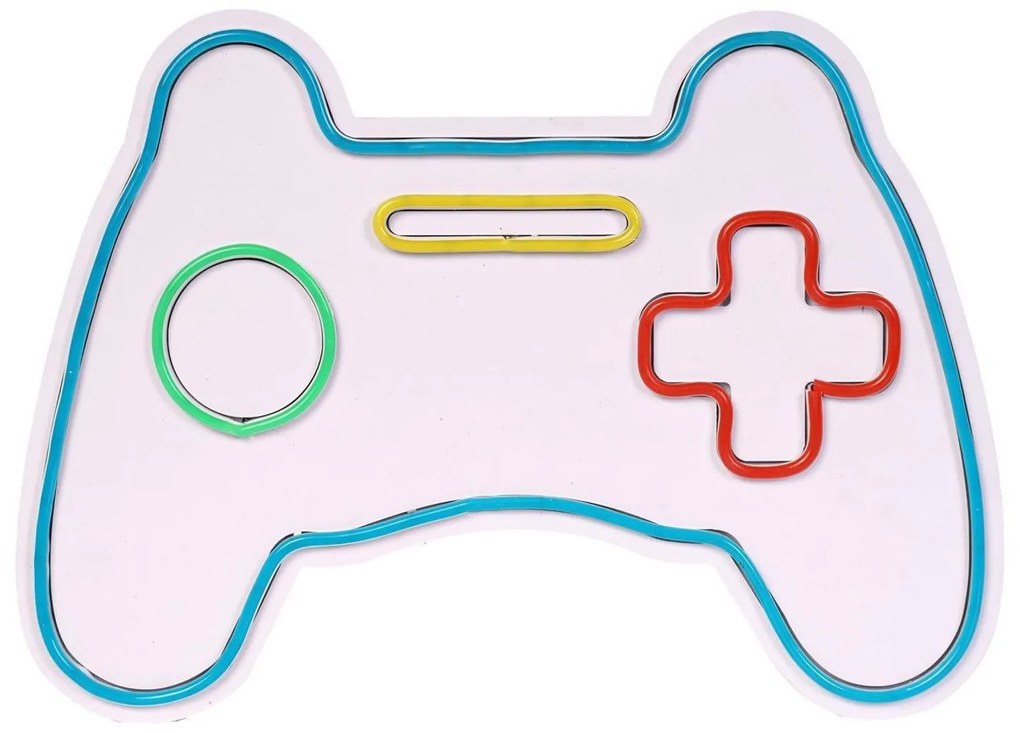 Műanyag LED-es fali dekoráció, Play Station Gaming Controller - Blue