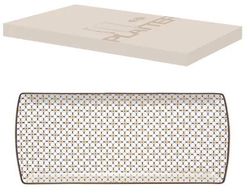 Porcelán asztali kínáló tál hosszúkás Charles Pozzi Milano