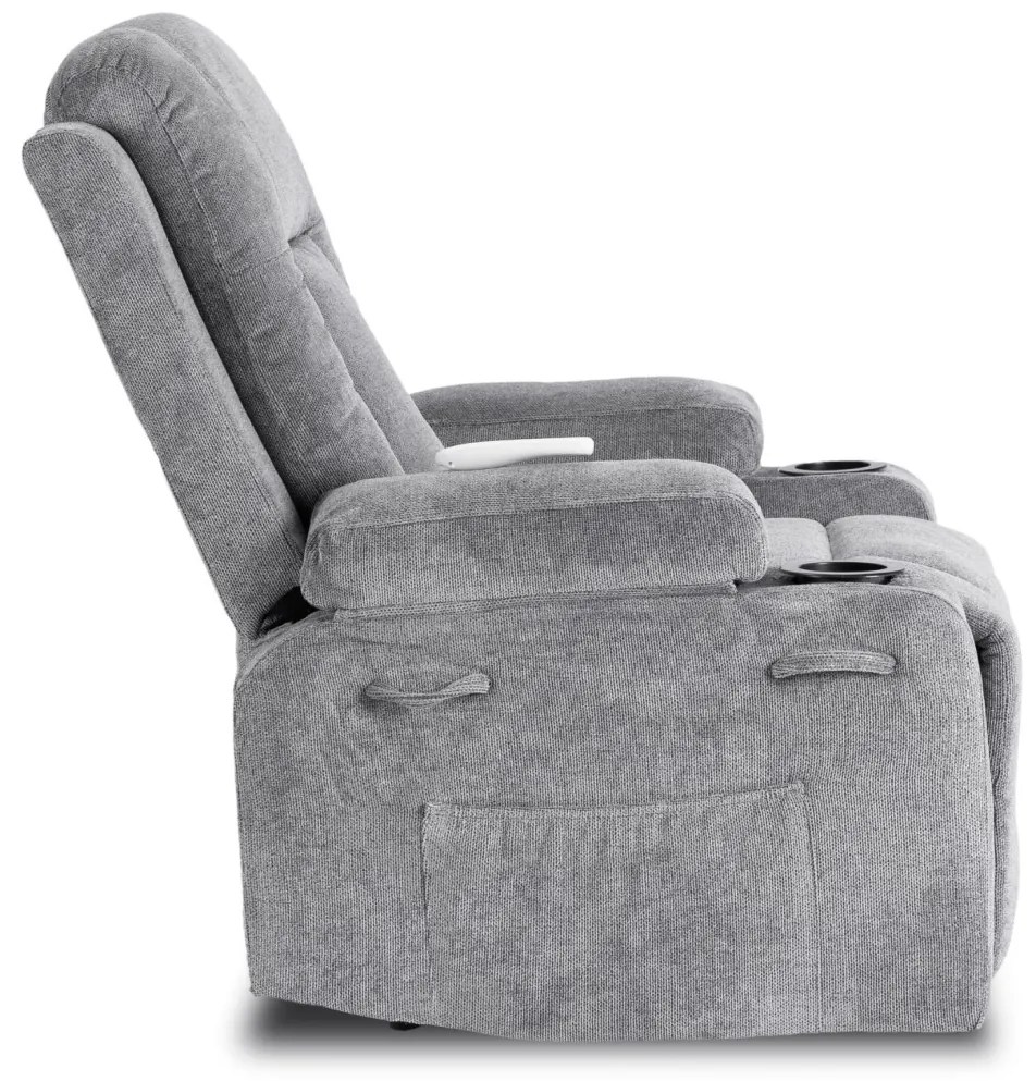 Elektromosan Vezérelhető Masszázsfunkciós Relaxfotel Sötétszürke Szövet Kárpittal. BOX 2