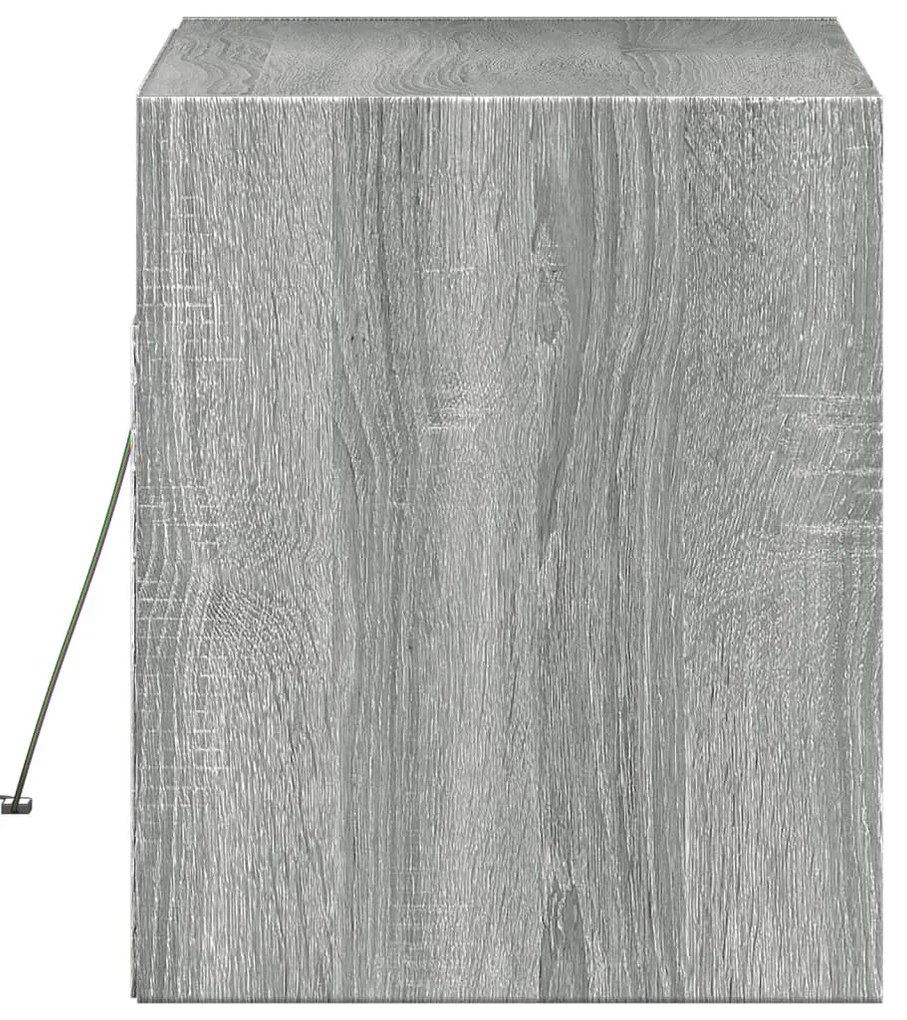 szürke sonoma színű fali TV-szekrény LED-del 80x31x35 cm