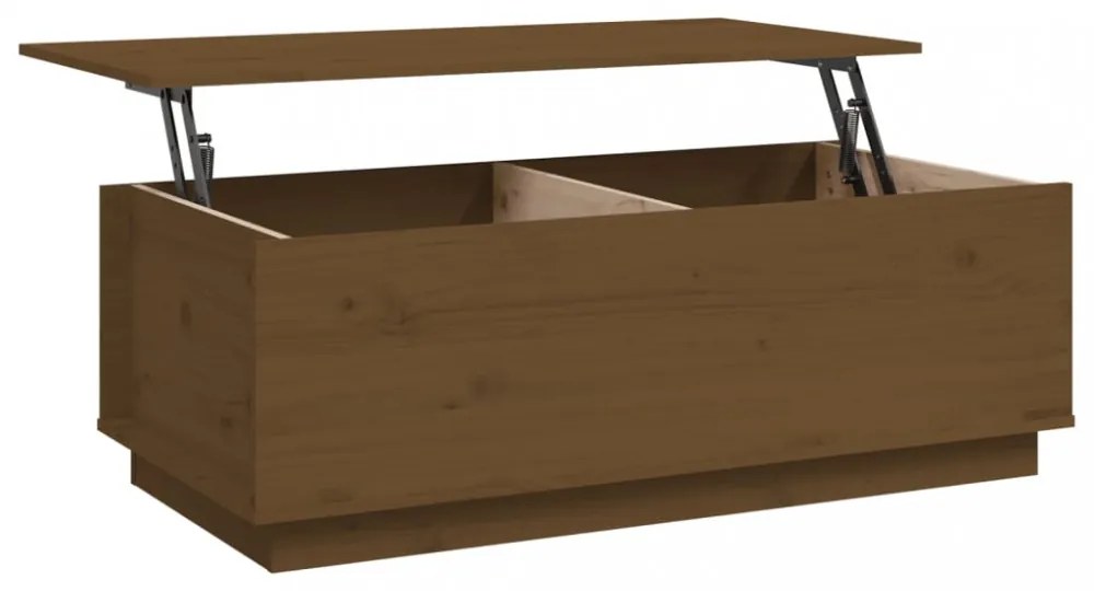 mézbarna tömör fenyőfa dohányzóasztal 100 x 50 x 35 cm