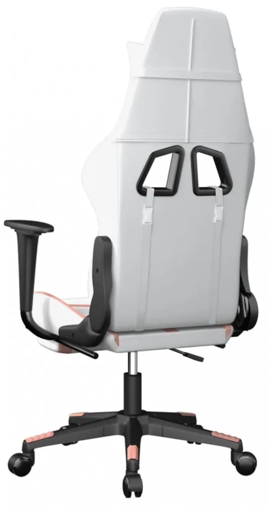 fehér és rózsaszín műbőr játékszék lábtartóval