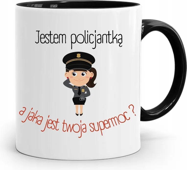 Fekete Bögre Rendőrnőnek Szupererős? fényképes nyomattal