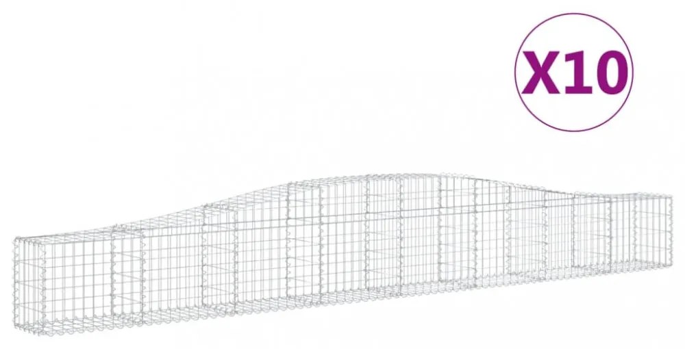 vidaXL 10 db íves horganyzott vas gabion kosár 400x30x40/60 cm