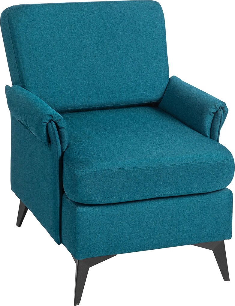 HOMCOM Lélegző Vászon Hatású Szövet Díszítő Kárpitozott Fotel Roló Karfákkal, 70x73x83 cm, Zöld | Aosom