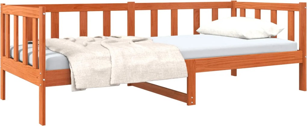vidaXL Ágykeret fejtámlával Faggyú barna 80 x 200 cm Tömör fenyőfa
