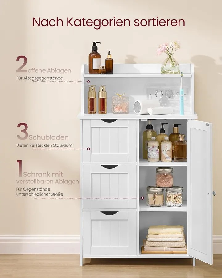 VASAGLE fürdőszobaszekrény, 30 x 60 x 100 cm, felhőfehér