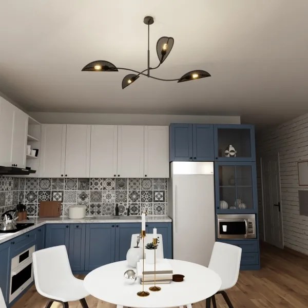 Csillár rúdon LOTUS 4xE14/10W/230V fekete/arany