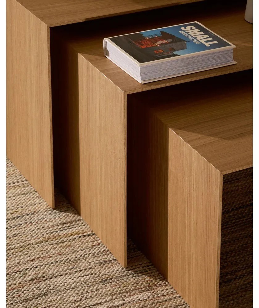 Tárolóasztal szett tölgyfa dekorral 3 db-os 40x60 cm Litto – Kave Home