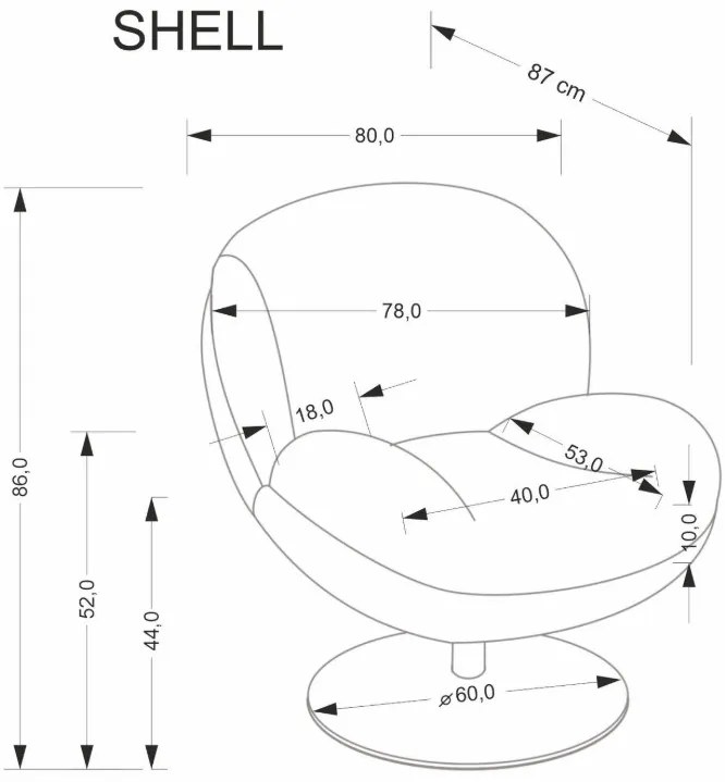 Shell 360 fokban forgatható fotel szürke