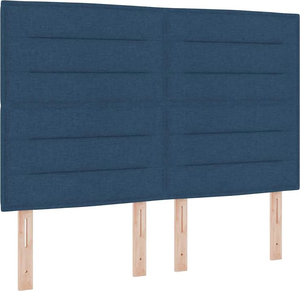 vidaXL Boxrugós ágy matracmal leddel Kék 160 x 200 cm szövet