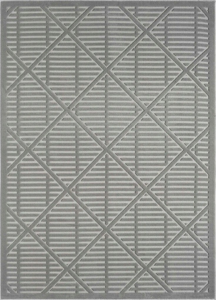 Szőnyeg nappaliba 80x150 cm, puha szálú, szürke modern 3D mintás