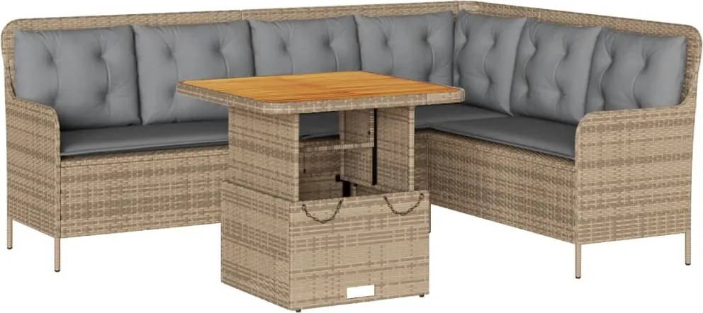 vidaXL 2 részes bézs polyrattan kerti ülőgarnitúra párnákkal