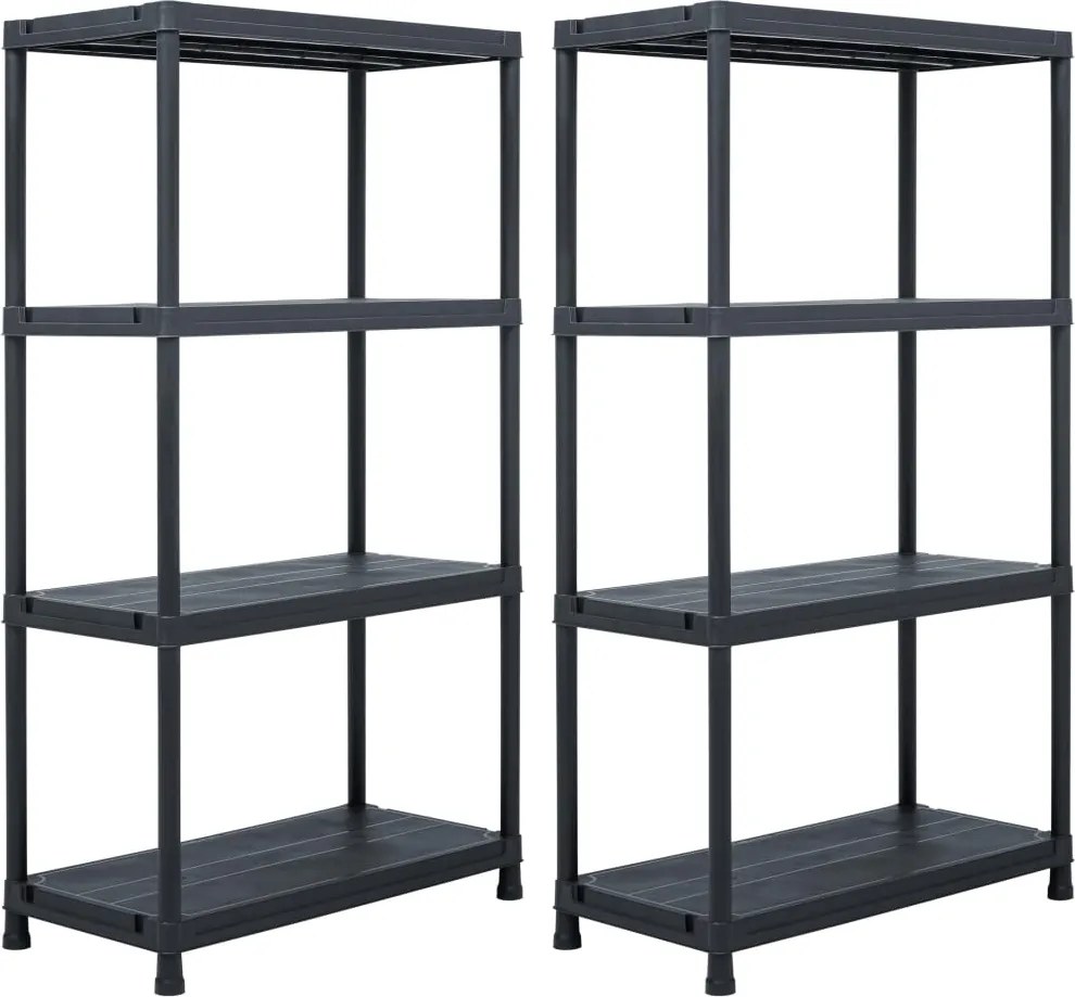vidaXL 2 db fekete műanyag tároló polc állvány 60 x 30 x 138 cm