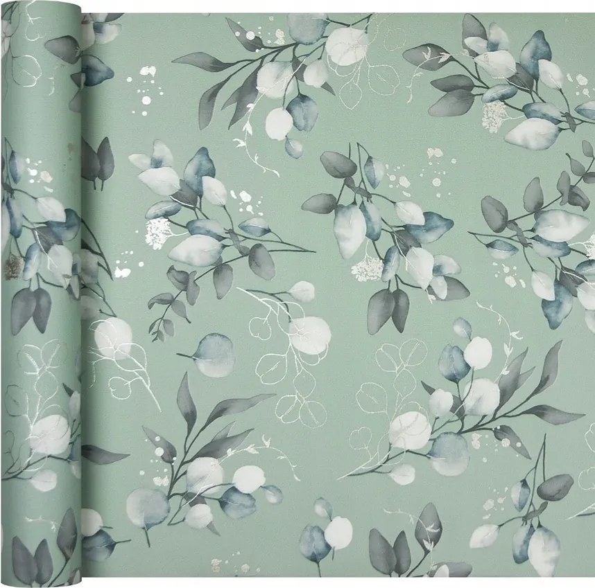 Menta tapéta Levelek Apró Ágak Flizelin