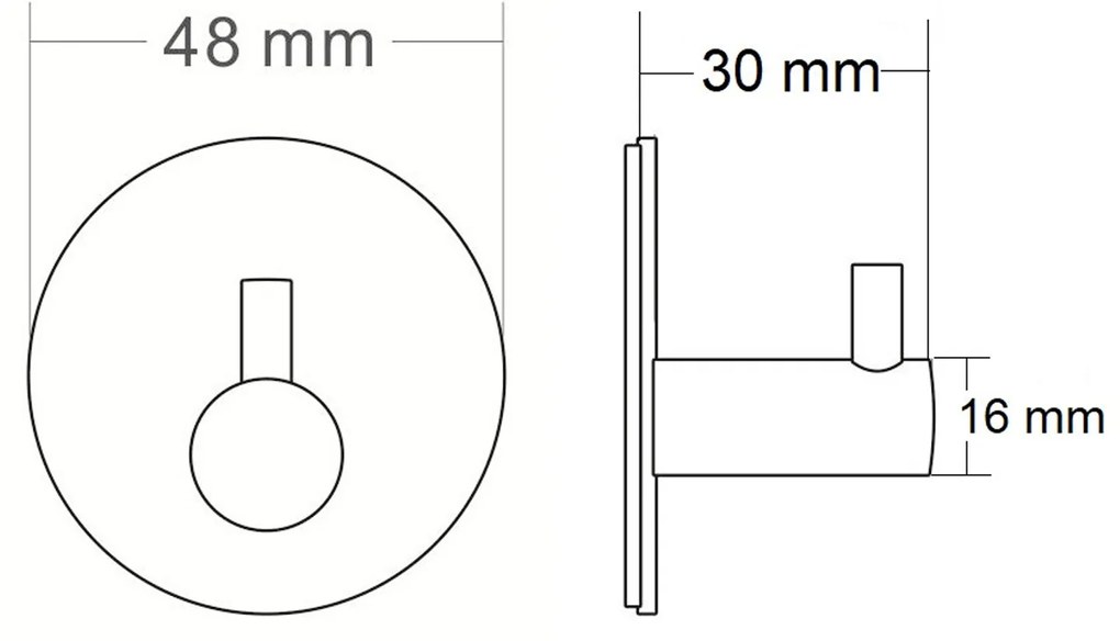 Sapho, Öntapadó akasztó, kerek, fekete matt, 32204