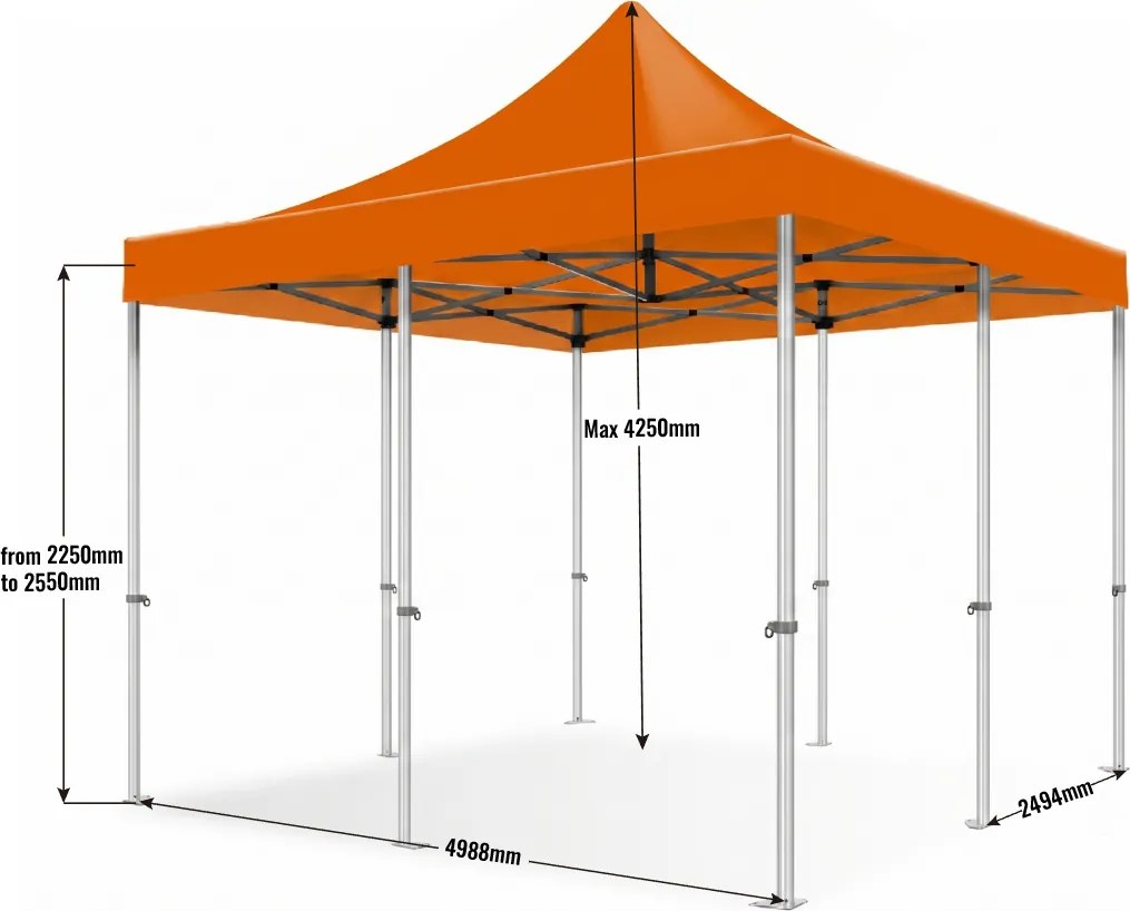 Összecsukható sátor 5×5 m – alumínium hexagon profi, Piros