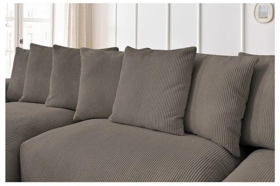 Szürkésbarna kordbársony sarokkanapé Voltaire – Bobochic Paris