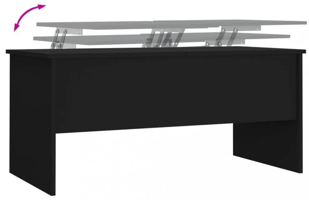 fekete szerelt fa dohányzóasztal 102 x 50,5 x 46,5 cm
