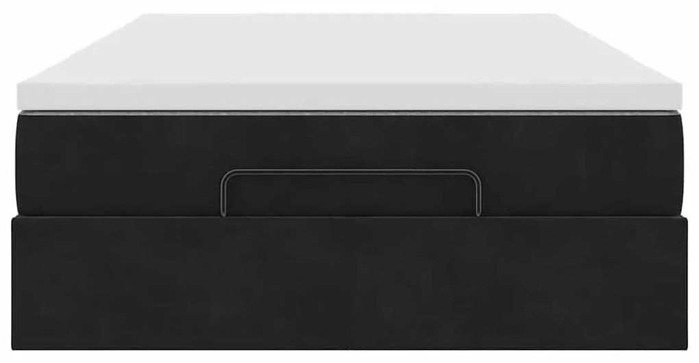 fekete bársony ottomán ágy matraccal 120x190 cm