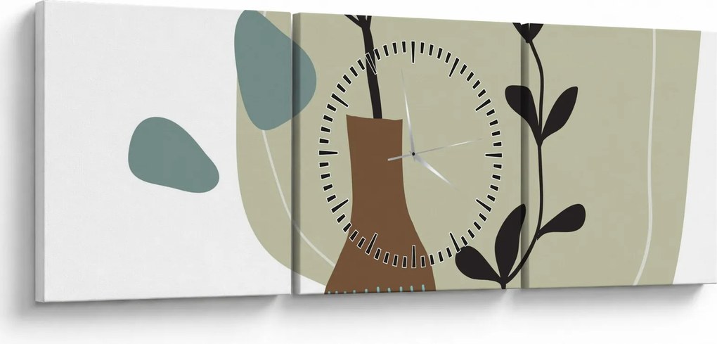 Kép - Virágok vázában N⁰2 (órával) (90x30 cm)