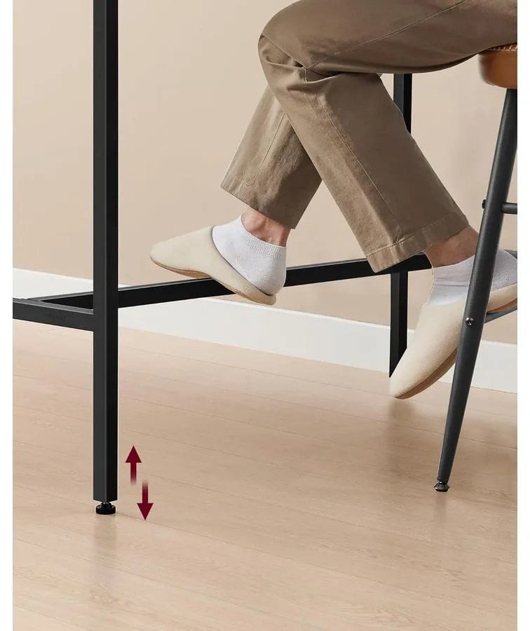 Bárasztal, magas konzolasztal töltőállomással és szövet fiókkal, fekete