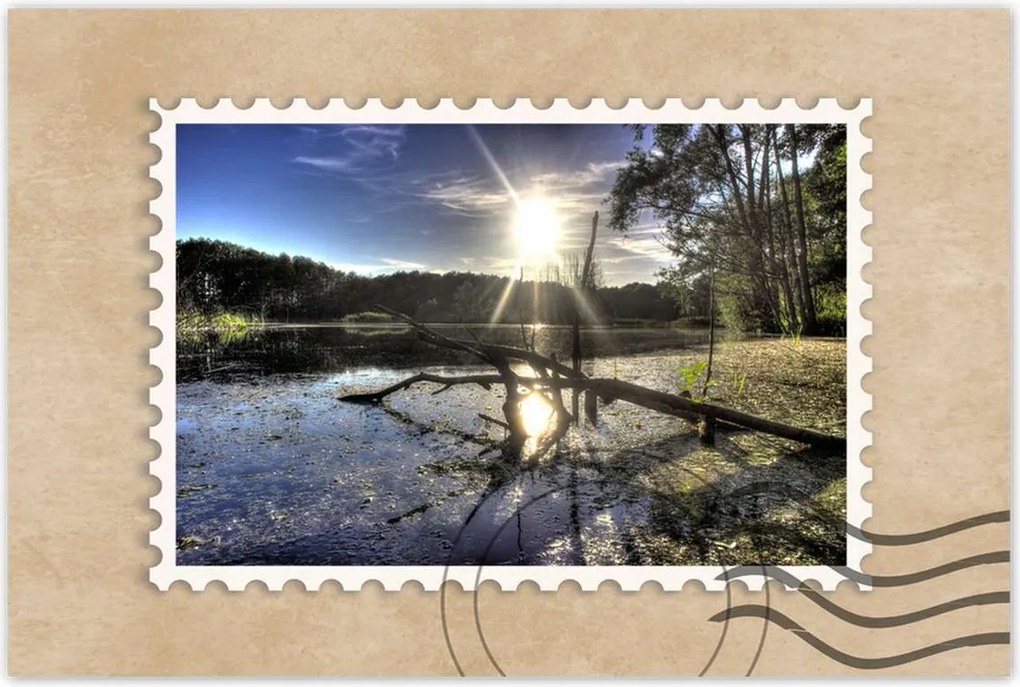 Poszterek 90x60 Naplemente a tóparton