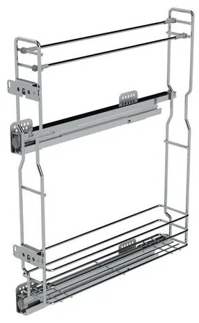 Konyhai fémrács, 150mm, bal oldalra szerelhető, króm, teljes kihúzás, csillapított záródás, rejtett fióksín, 1 kosár, konyharuha tartóval SIGE, Green ...