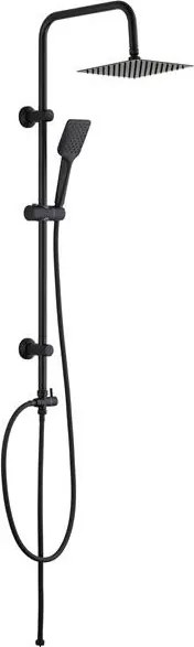 Viva ZEN NERO - MATT FEKETE - Zuhanyrendszer szögletes - fejzuhany, zuhanyfej, gégecső - 20 x 20cm