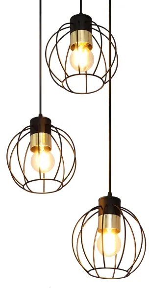 Csillár zsinóron STARLIGHT 3xE27/15W/230V fekete/arany