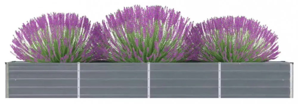 Szürke horganyzott acél kerti virágtartó 320 x 40 x 45 cm