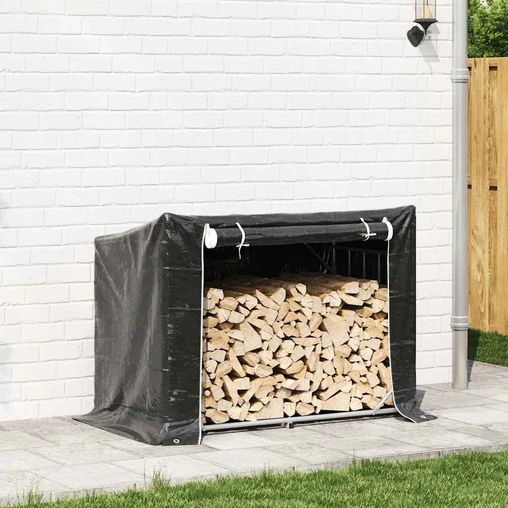Tűzifa állvány esővédővel 151x80,5x110,5 cm horganyzott acél