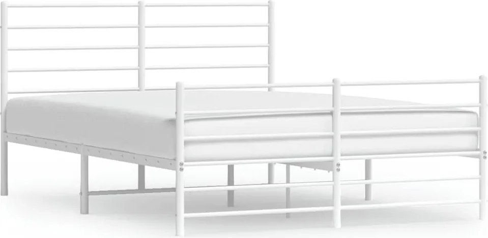 vidaXL fehér fém ágykeret fej- és lábtámlával 120 x 190 cm