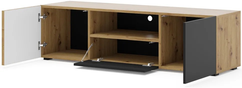 Auris TV Szekrény 150 cm Kézműves Tölgy / Fekete Színben