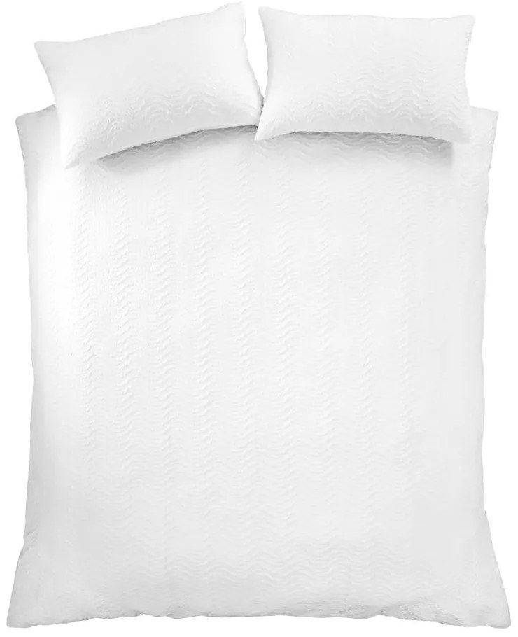 Fehér kétszemélyes krepp ágyneműhuzat 200x200 cm Heatset Wave – Catherine Lansfield