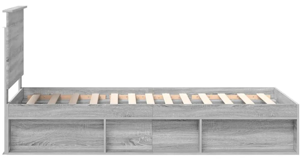 vidaXL Ágykeret fejtámlával Szürke Sonoma 100 x 200 cm Tömör fenyőfa