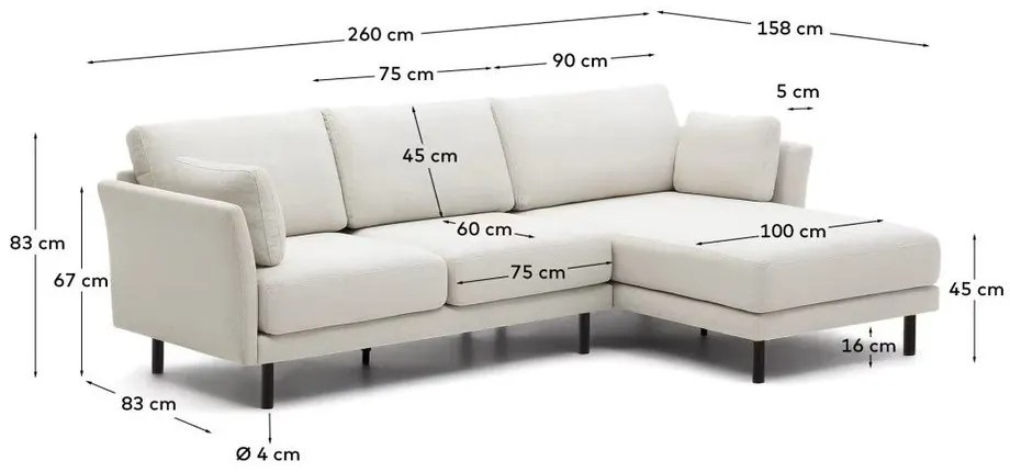 Krémszínű sarokkanapé Gilma – Kave Home