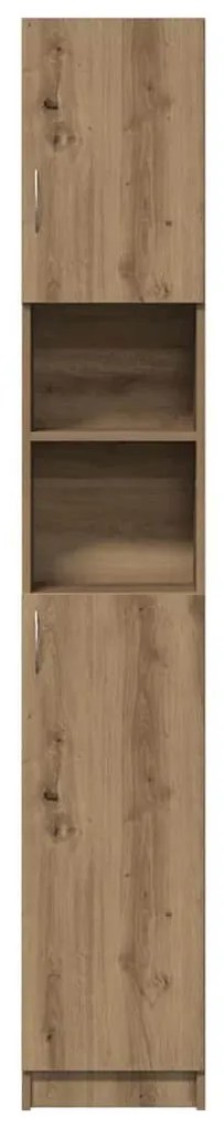 kézműves tölgyfa fürdőszobaszekrény 32 x 25,5 x 190 cm redőzött fa