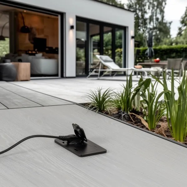 Solight 5B323B - Kültéri beépített padló dupla aljzat IP55 fekete négyszögletes