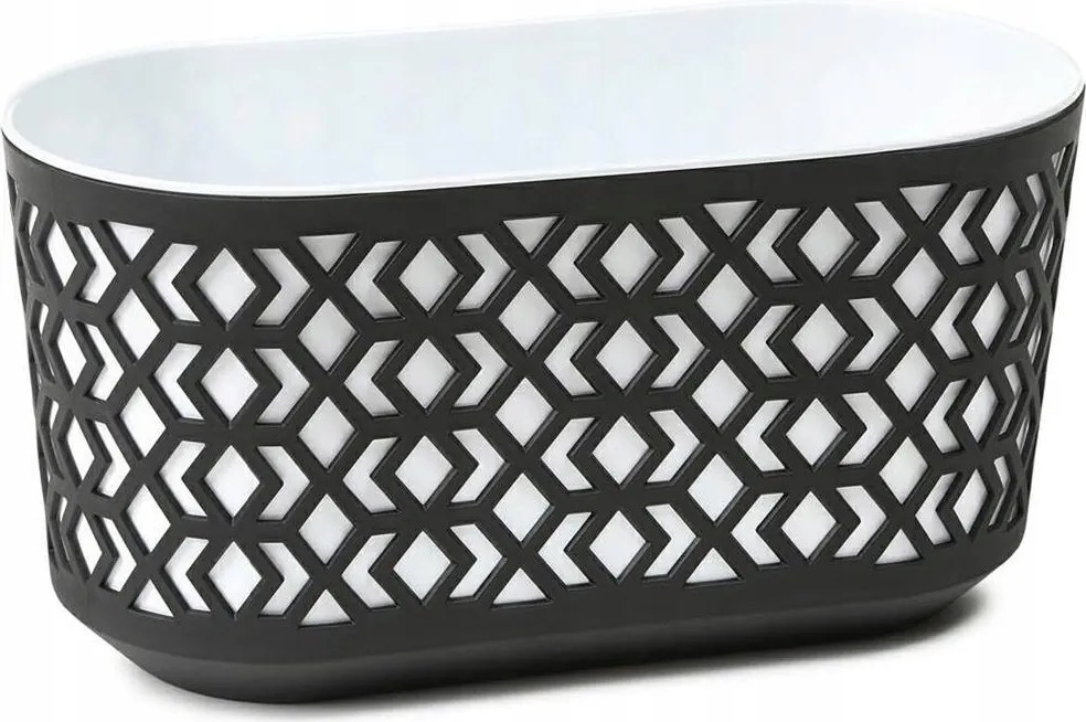 Erkélyláda Modern Virágtartó fehér-fekete betéttel 40xh20