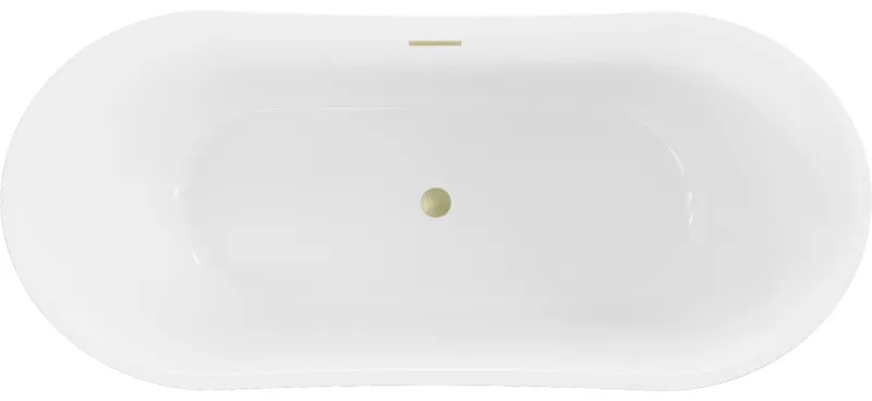 Mexen Montana, szabadon álló kád 150 x 75 cm, fehér-fekete, arany matt túlfolyó, 52011507575-55