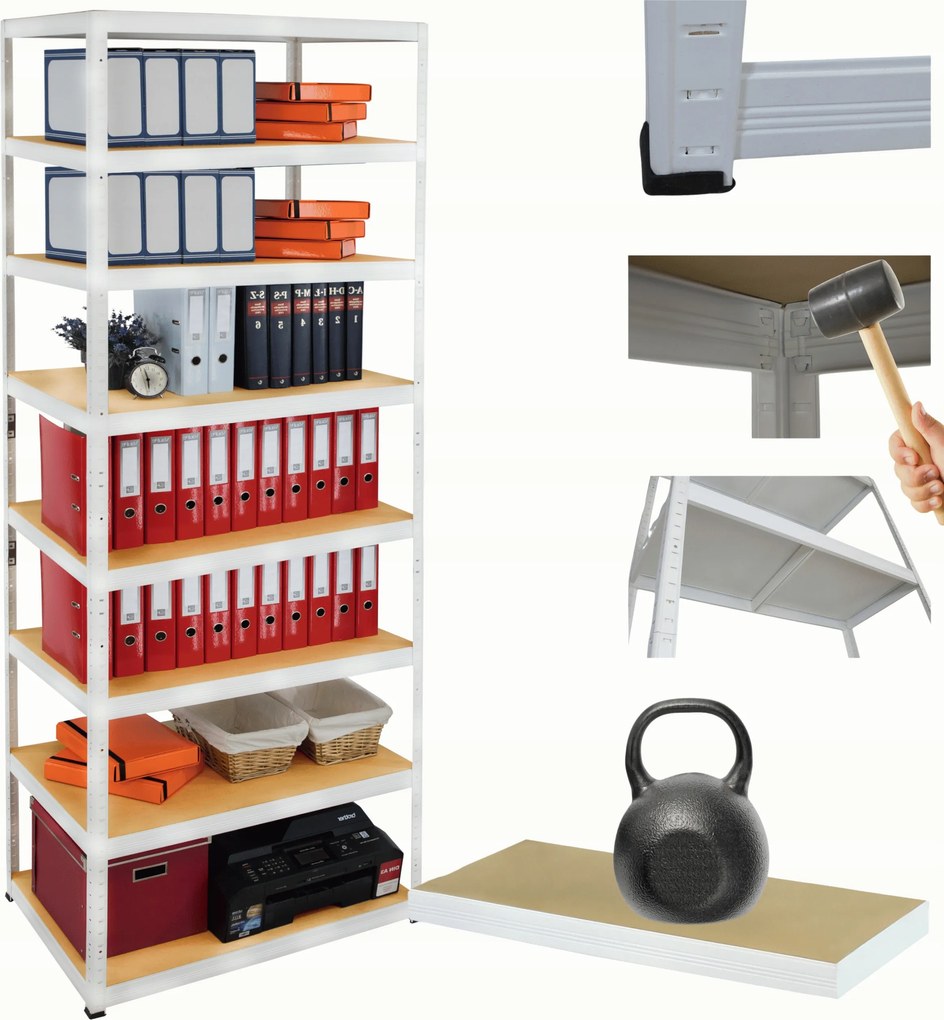 Tárolószekrény fém állvány Helios 270x100x40cm 8Px175kg Tömör Magas