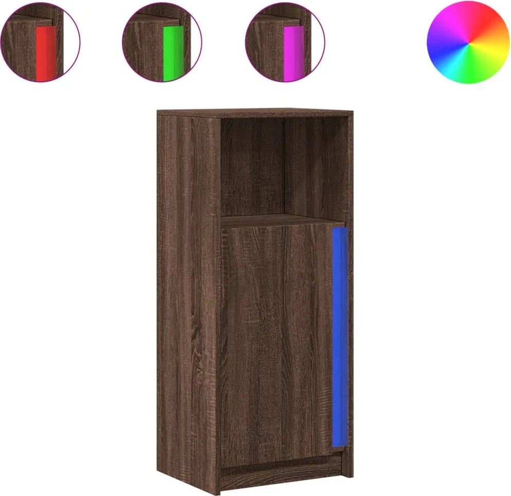 vidaXL barna tölgy szerelt fa tálalószekrény LED-del 42,5x34x100 cm