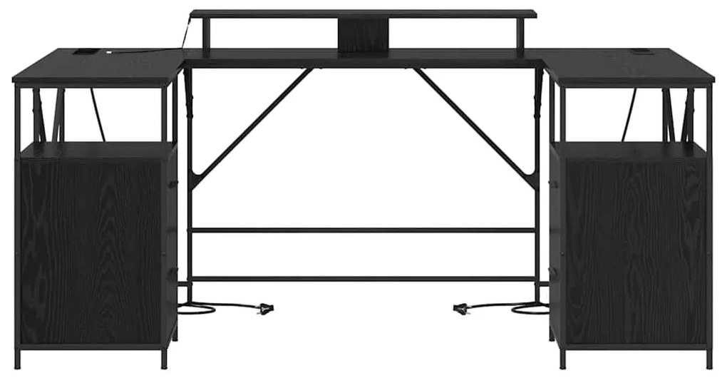 Asztal fiókkal Musta tammi 182 x 101 x 87.5 cm Faanyag