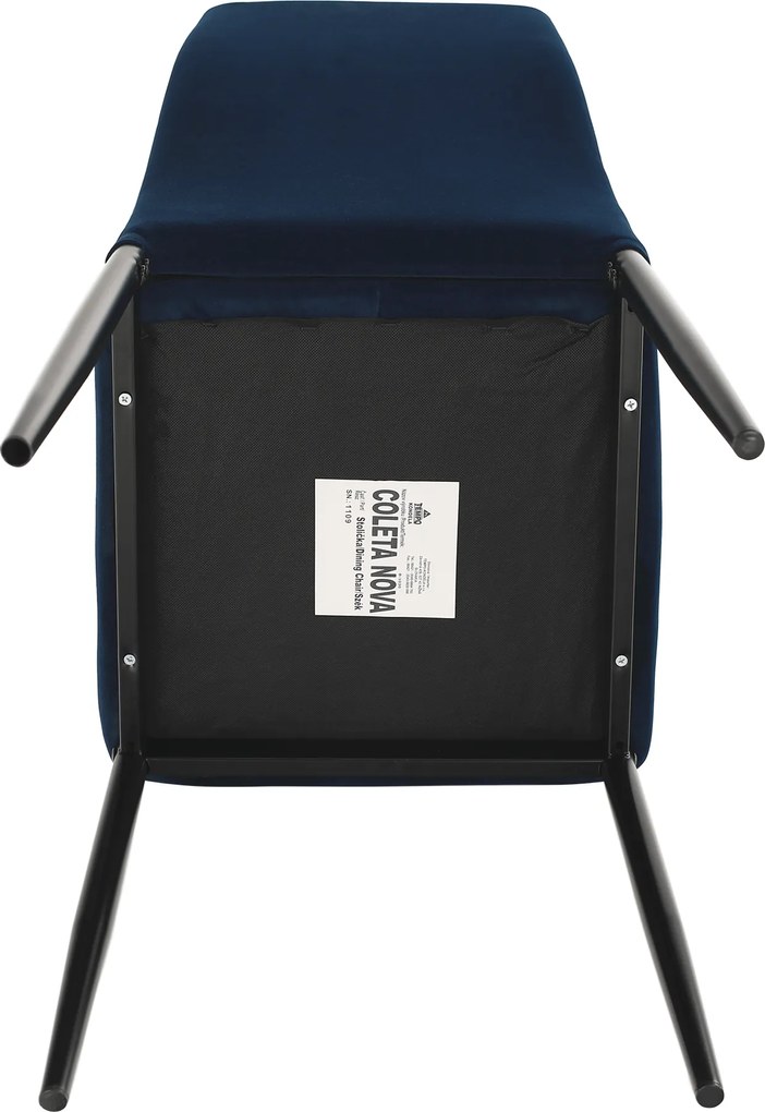 Szék, kék Velvet szövet/fekete fém, COLETA NOVA