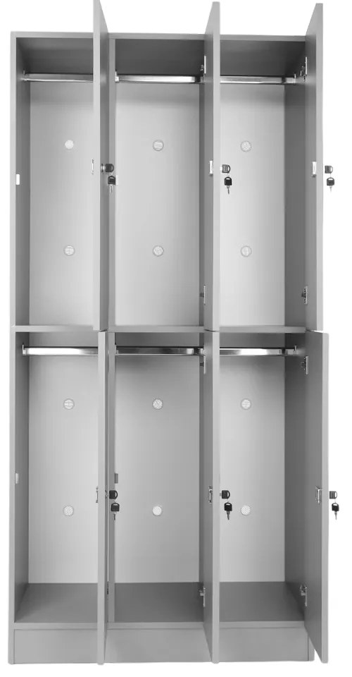Fa gardrób Visio LUX - 6 doboz, 90 x 45 x 185 cm, hengerzár, szürke