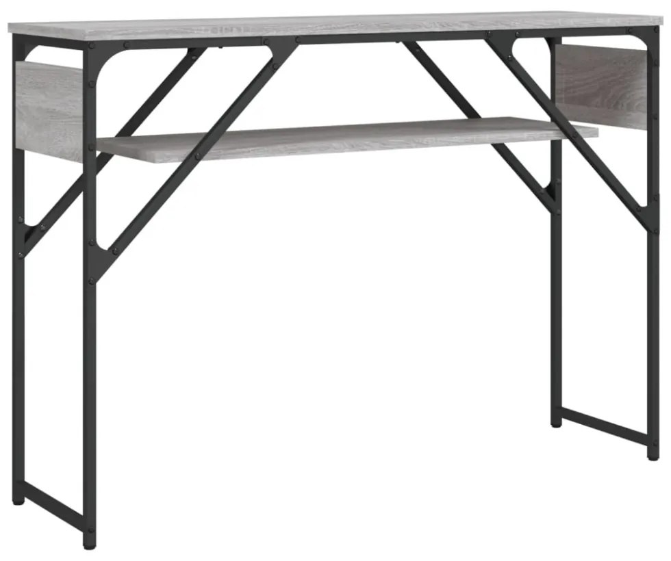 szürke sonoma színű szerelt fa tálalóasztal polccal 105x30x75cm