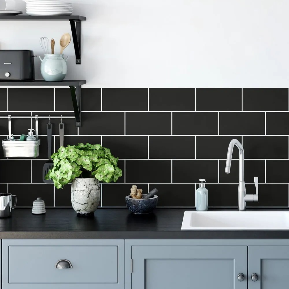 Csempematrica szett 30 db-os 20x10 cm Subway Tiles Black – Ambiance